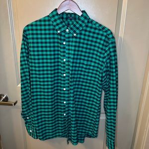 J. Crew Men’s Large Slim Green Gingham Button Down